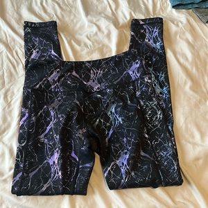 Curves N Combatboots Blue/Purple Tie Dye Shimmer Leggings Size- Medium